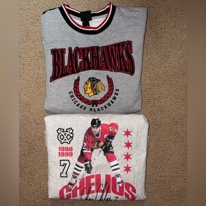 Chicago Blackhawks ccrewnecks, Champion reverse weave and New Era - XL & M